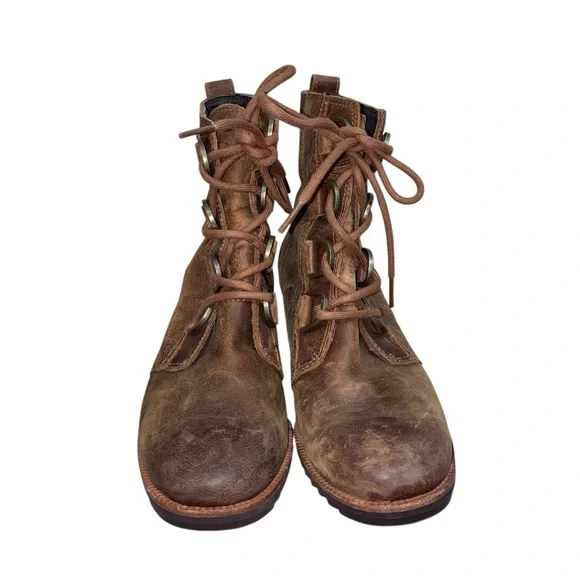 SOREL Women's Cate Lace Bootie Waterproof Leather Rain Boot in Brown Size 8 - Picture 3 of 7